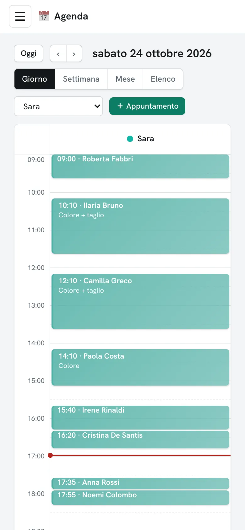 L'agenda di Sara sul telefono: il giorno con gli appuntamenti fissati
